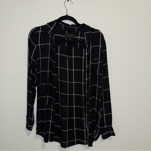 Banana Republic Black and White Windowpane Button Down Boyfriend Fit Size Small